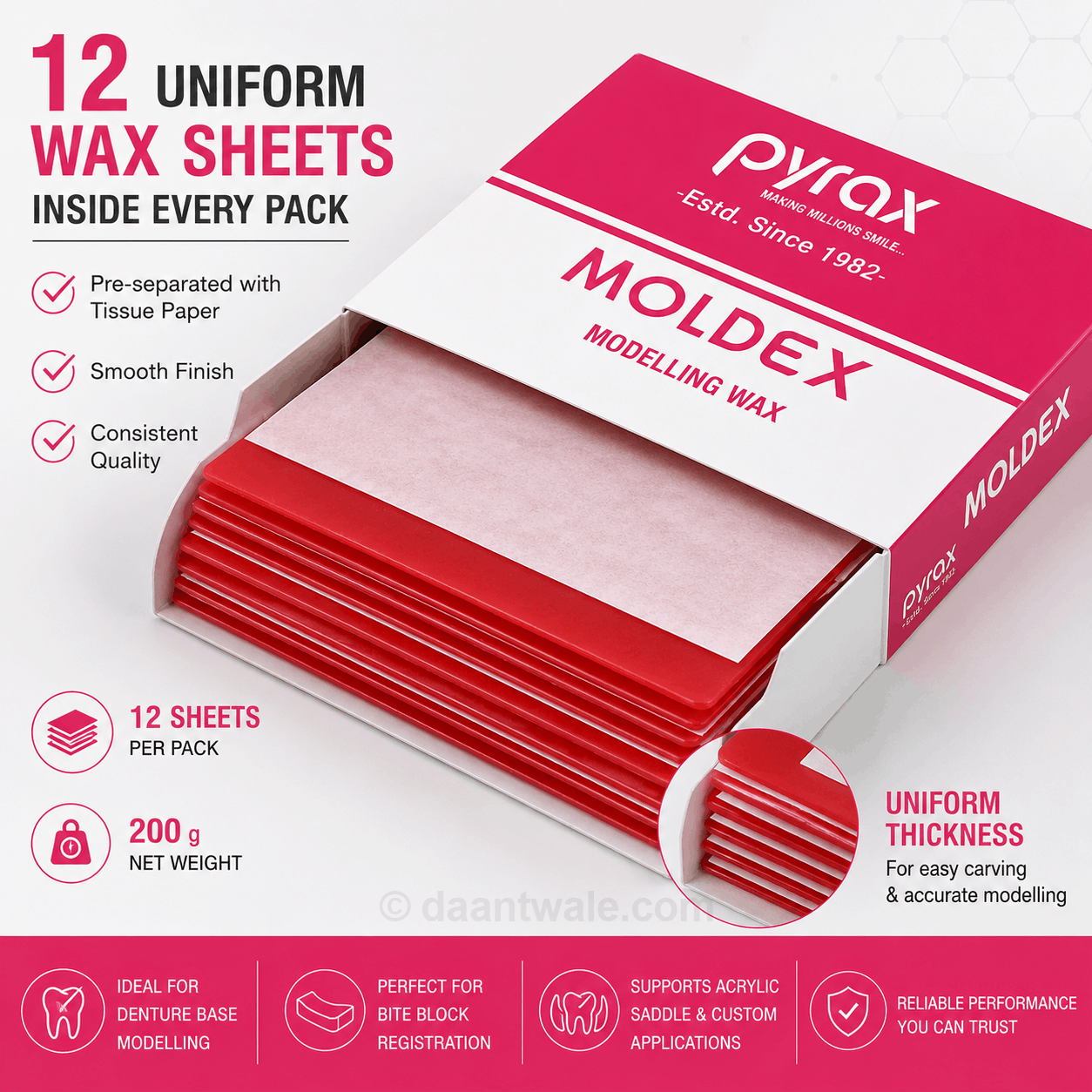 Pyrax MOLDEX Dental Modelling Wax Sheets