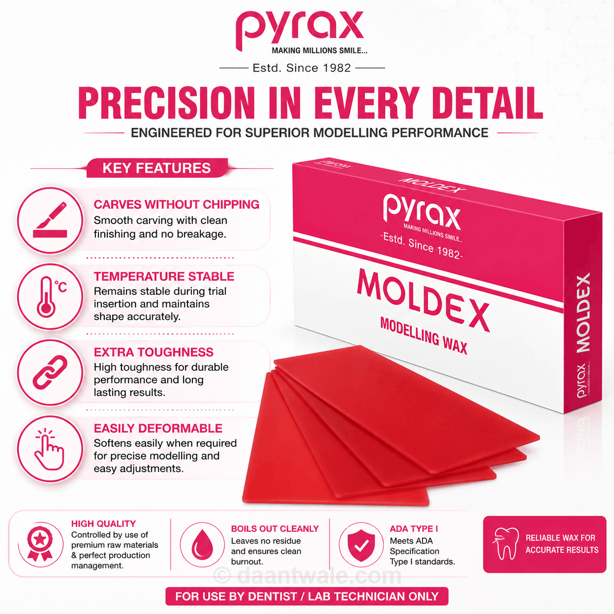 Pyrax MOLDEX Dental Modelling Wax Sheets