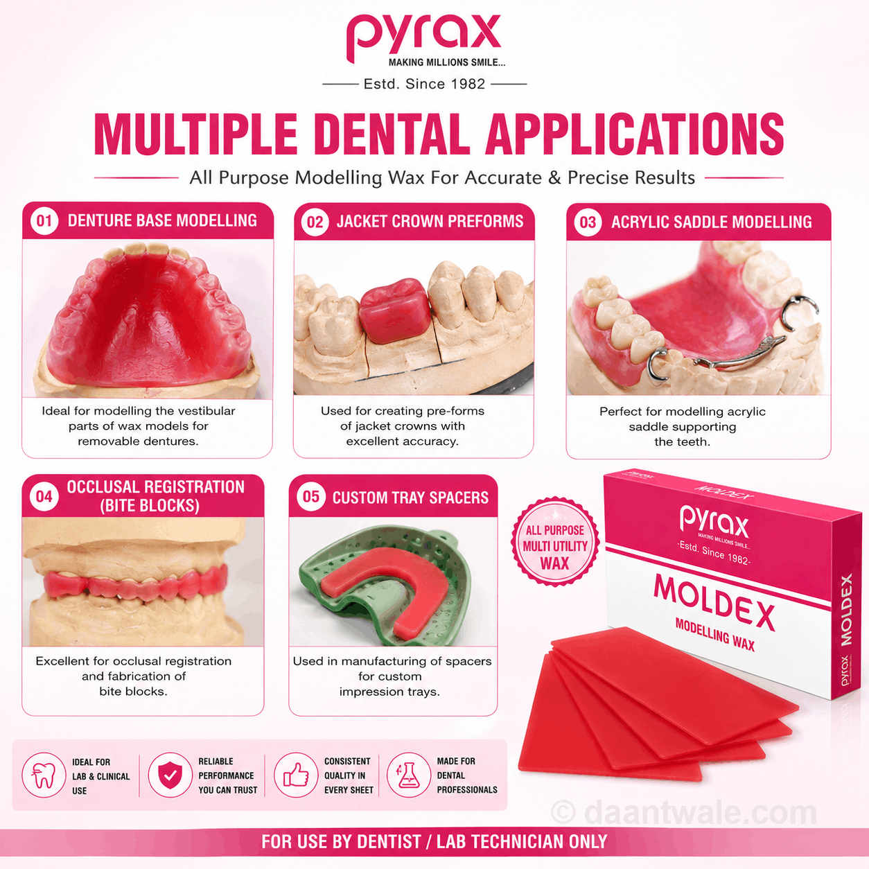 Pyrax MOLDEX Dental Modelling Wax Sheets