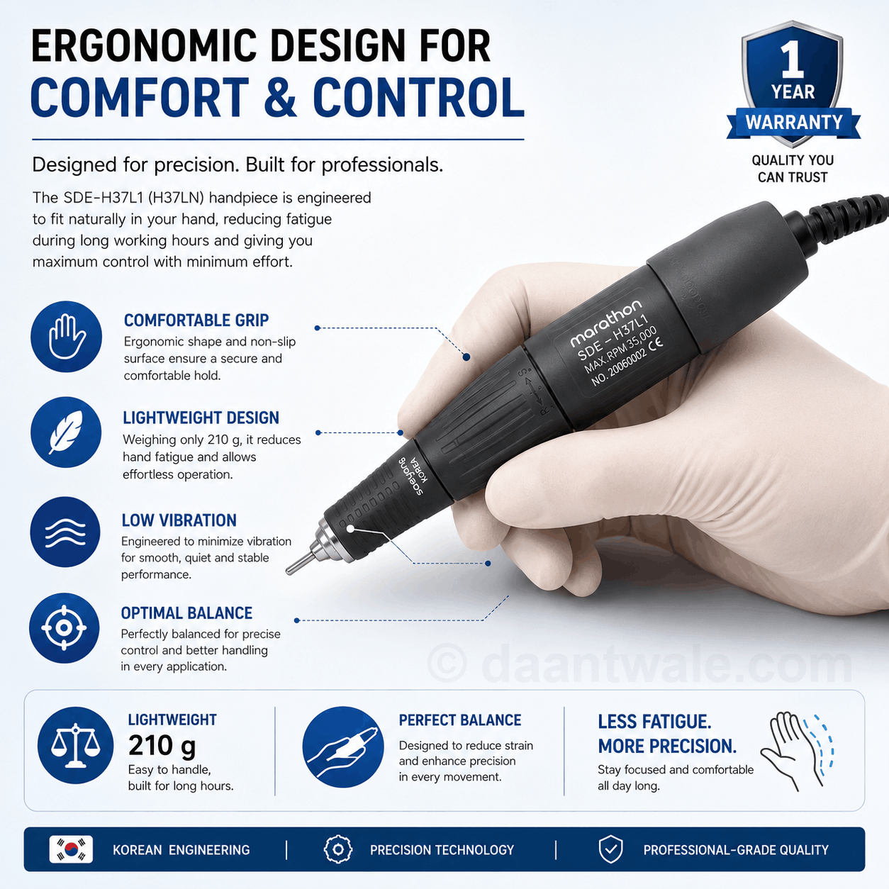 Marathon Saeyang Micromotor Lab Handpiece SDE - H37L1