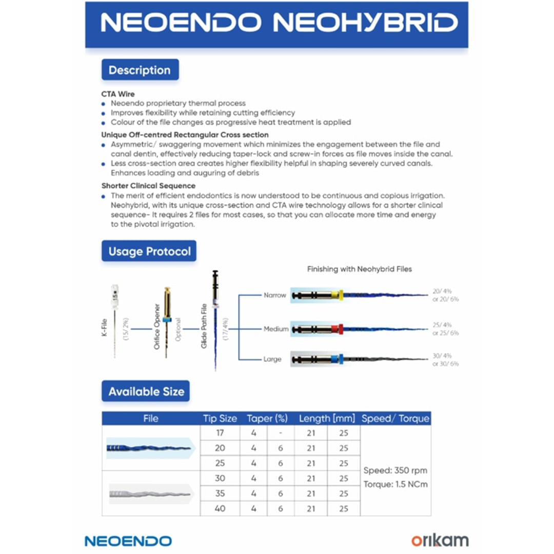 Neoendo Neohybrid Rotary Files