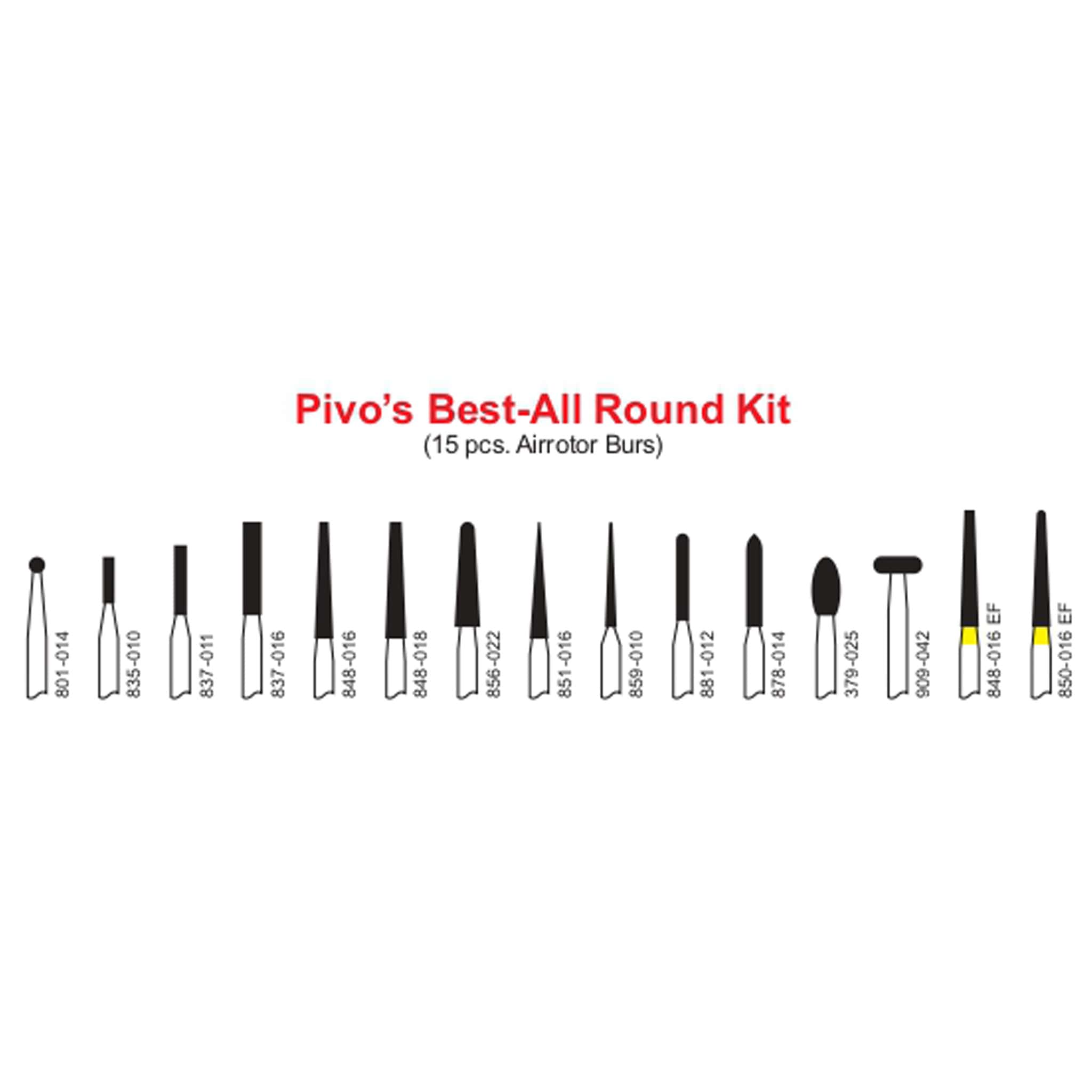 Pivo All Round Kit Set of 15 Air Rotor Burs