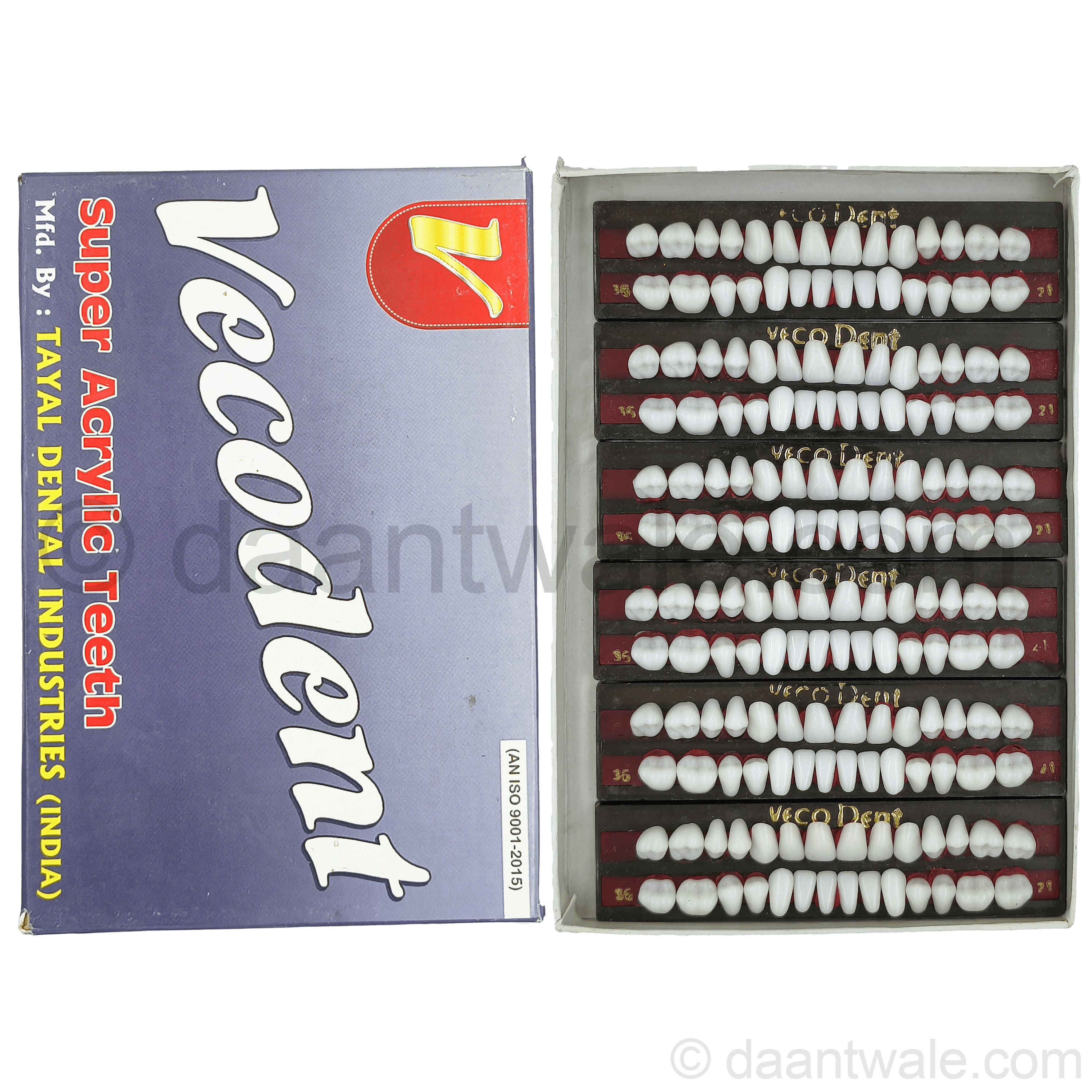 Vecodent Super Acrylic Teeth Set of 28 (Box of 6) Shade 21 (Bright White)