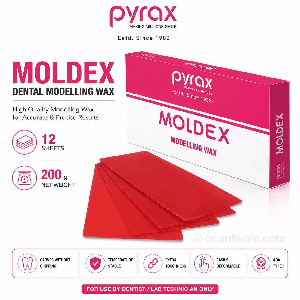 Pyrax MOLDEX Dental Modelling Wax Sheets