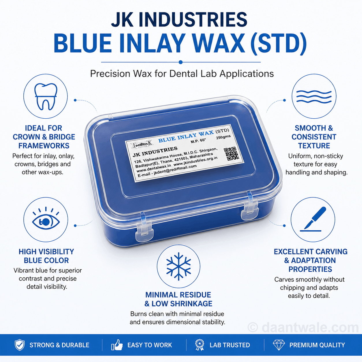 JK Industries Blue Inlay Wax 250 gm