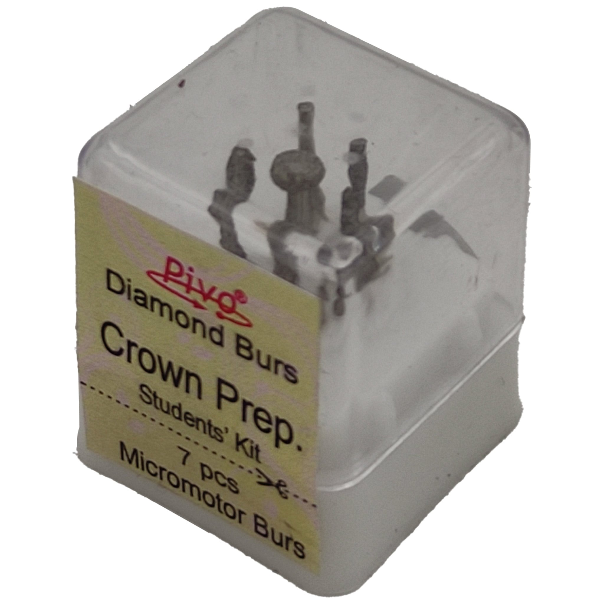 Pivo Diamond Burs Crown Preparation Student's Kit Set of 7 Micro Motor Burs