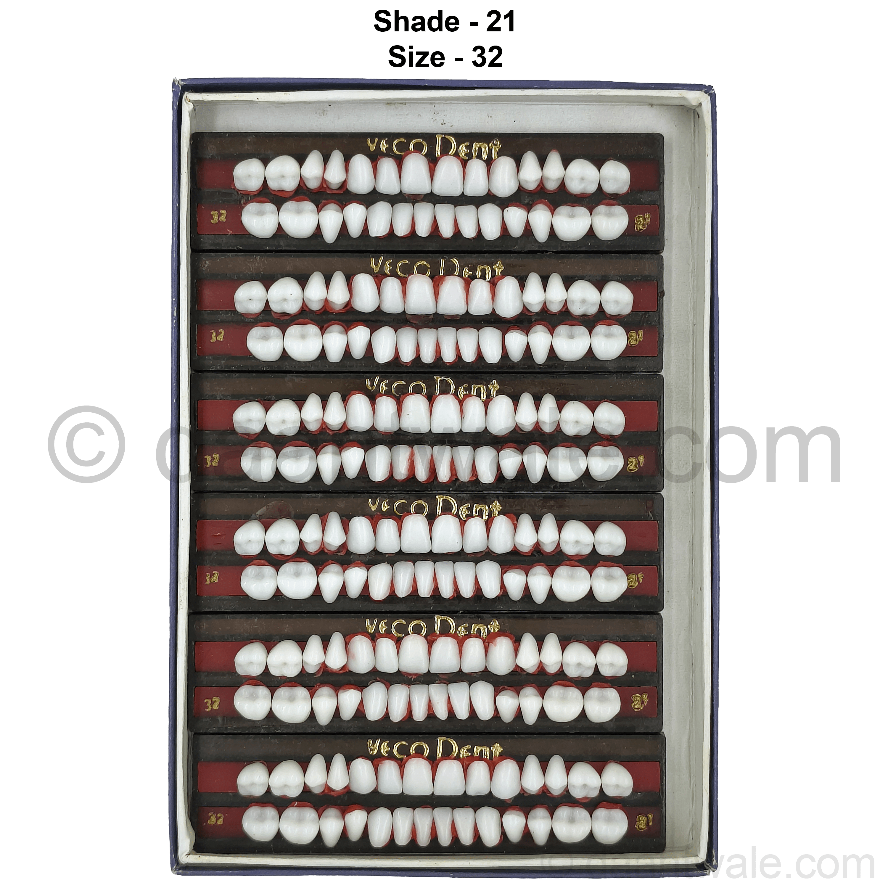 Vecodent Super Acrylic Teeth Set of 28 (Box of 6) Shade 21 (Bright White)
