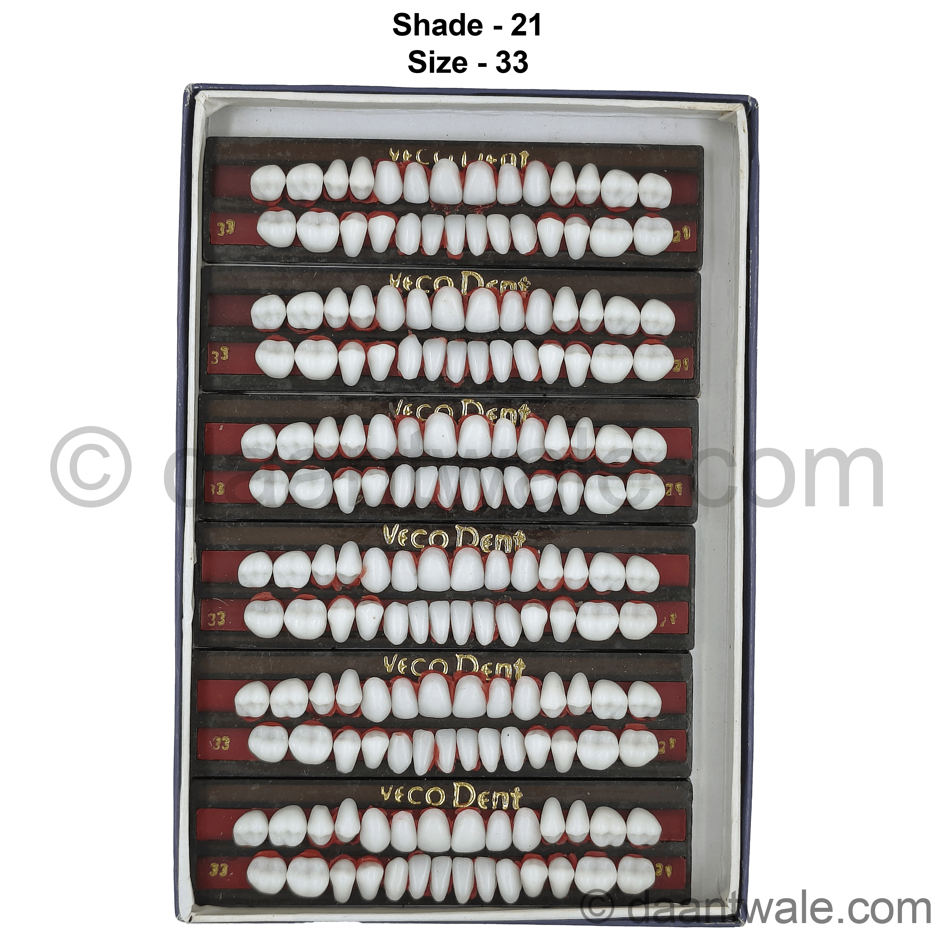 Vecodent Super Acrylic Teeth Set of 28 (Box of 6) Shade 21 (Bright White)