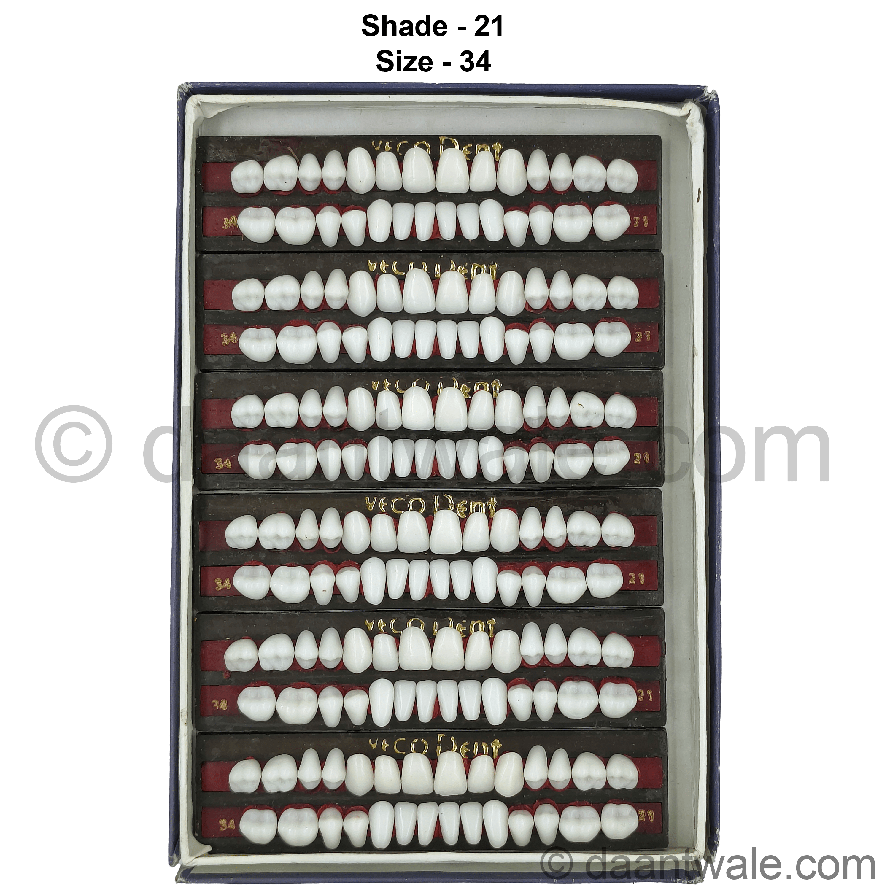 Vecodent Super Acrylic Teeth Set of 28 (Box of 6) Shade 21 (Bright White)