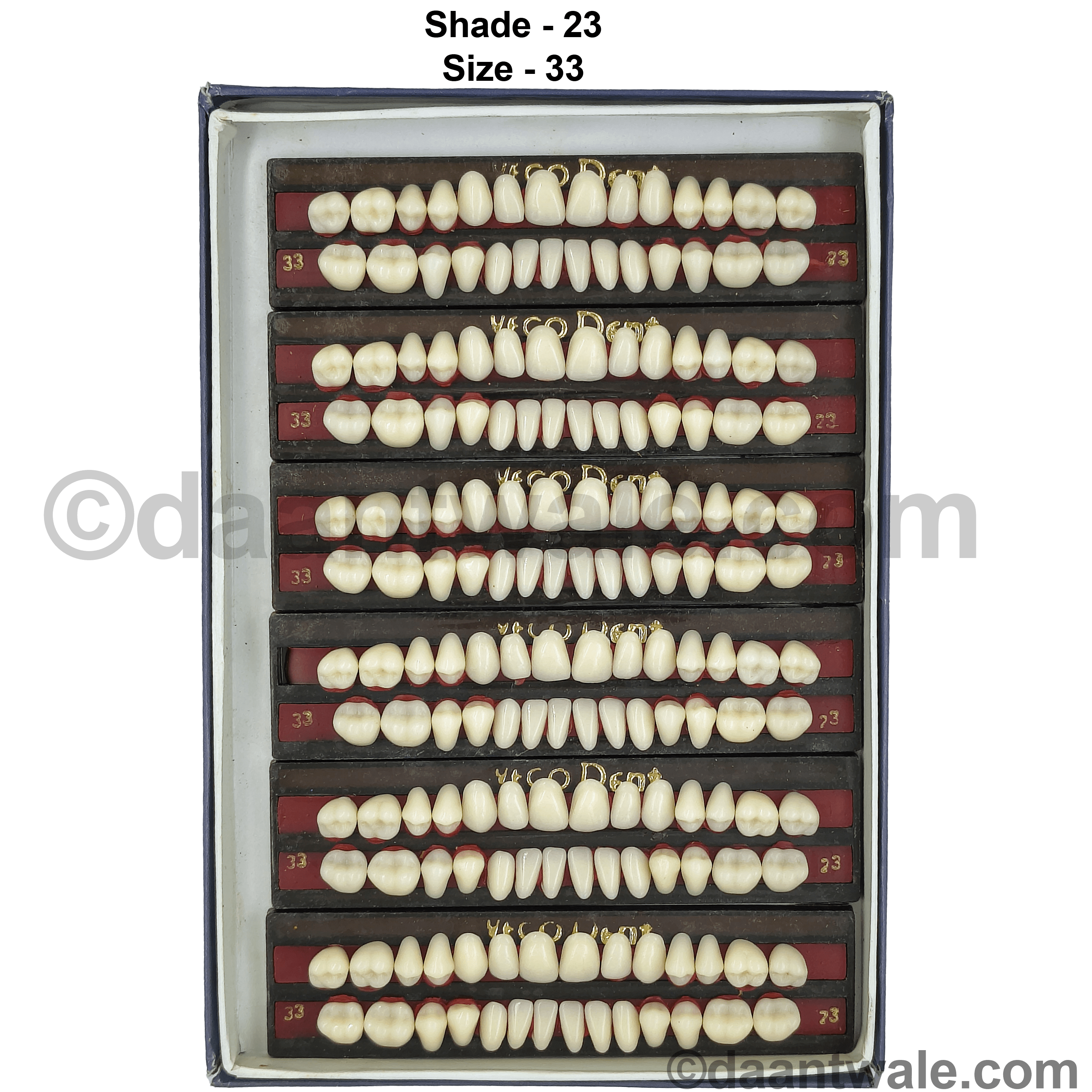 Vecodent Super Acrylic Teeth Set of 28 (Box of 6) Shade 23 (Creamish)