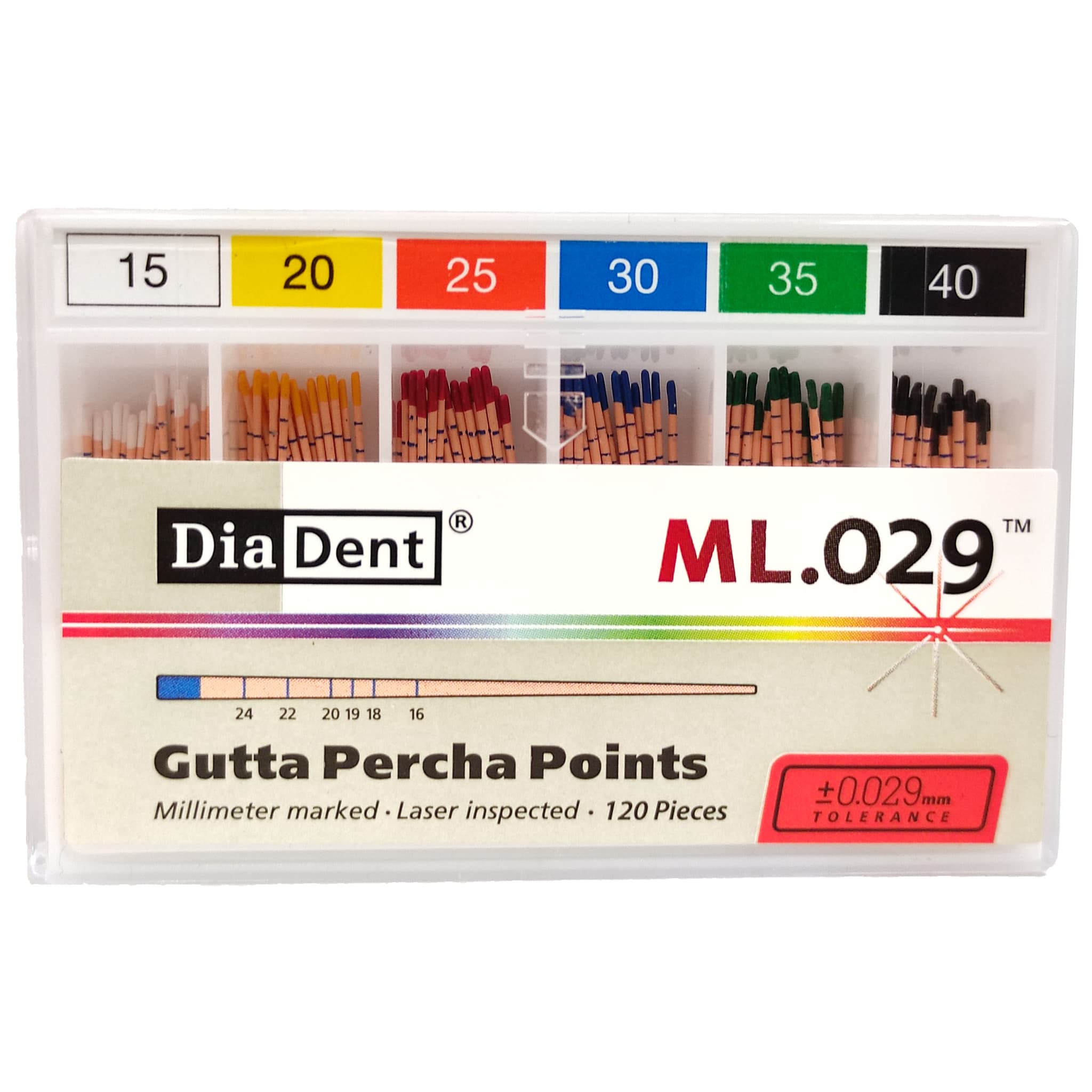 Diadent Gutta Percha Points 2% (mm-Marked) - (ISO sizes/.02 Taper)