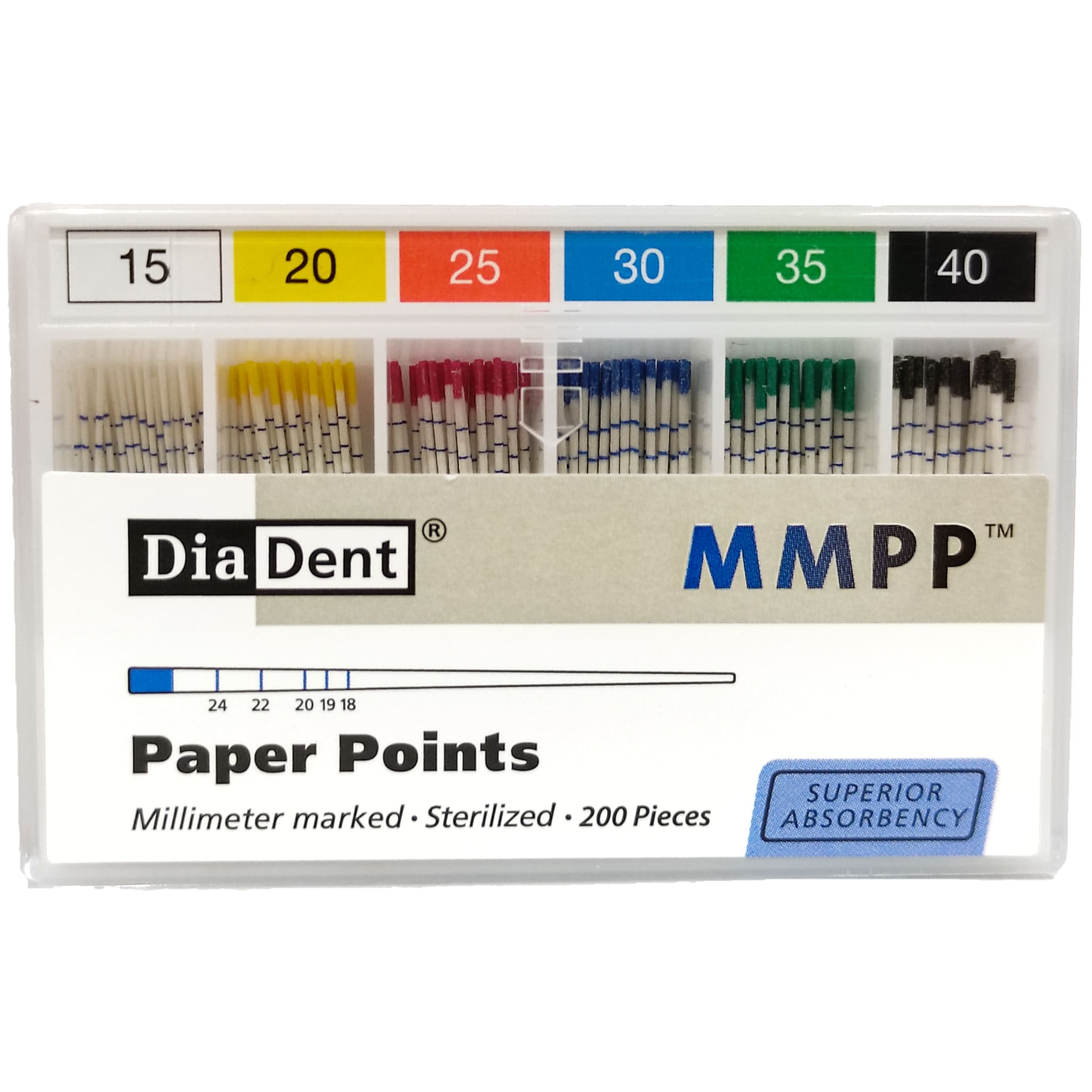 Diadent Paper Points 2% (mm-Marked) - (ISO sizes/.02 Taper)